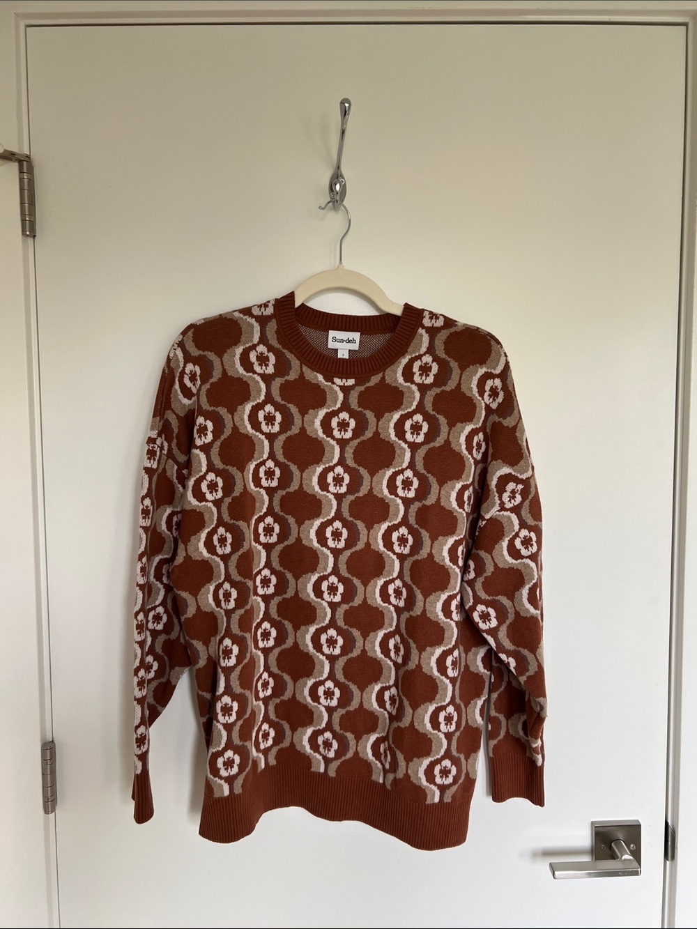 Sunday Best Rust Floral-Chain Crewneck Sweater